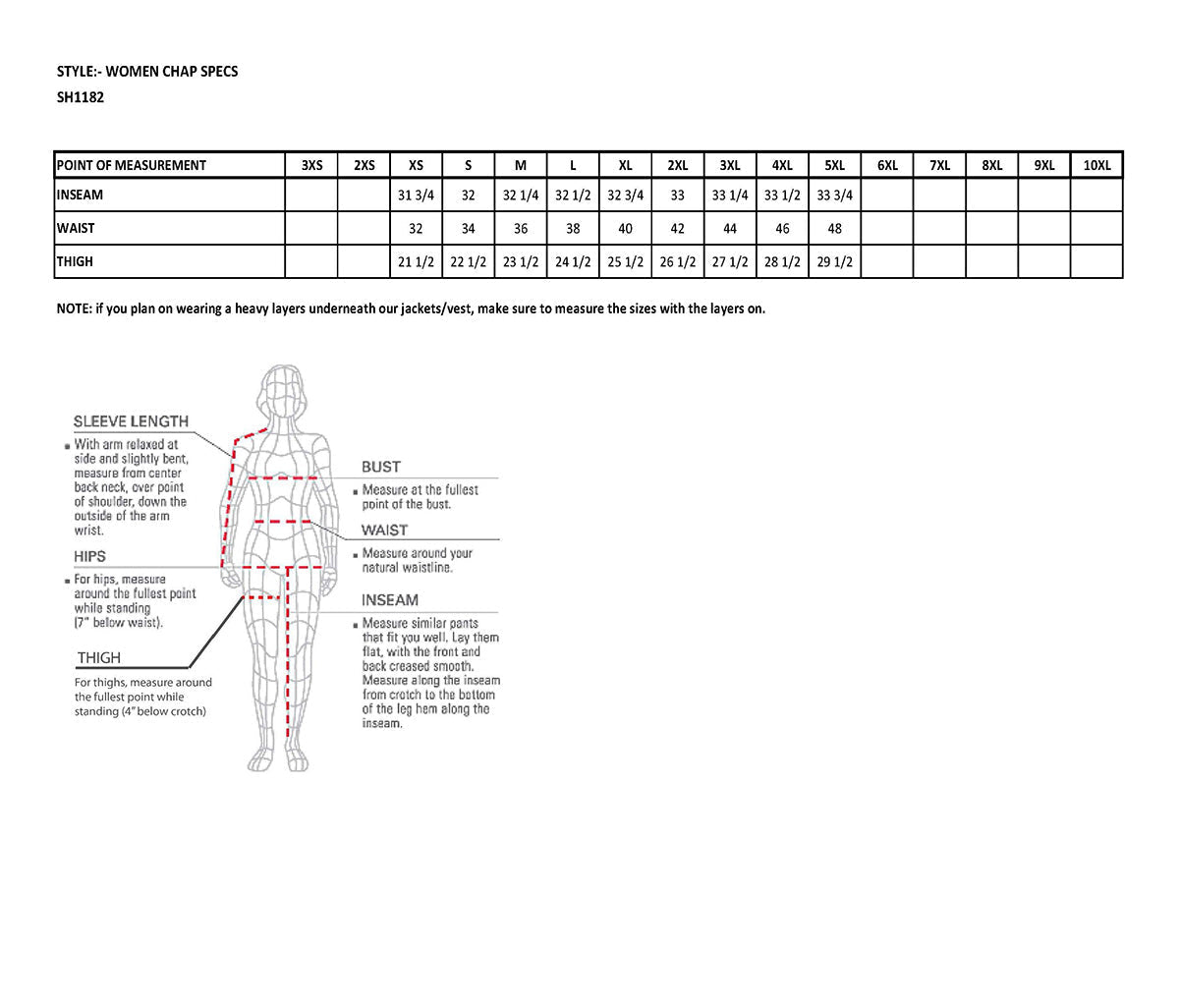 SH1182 Women's Black with Red Textile Motorcycle Riding Chaps with Tribal Embroidery