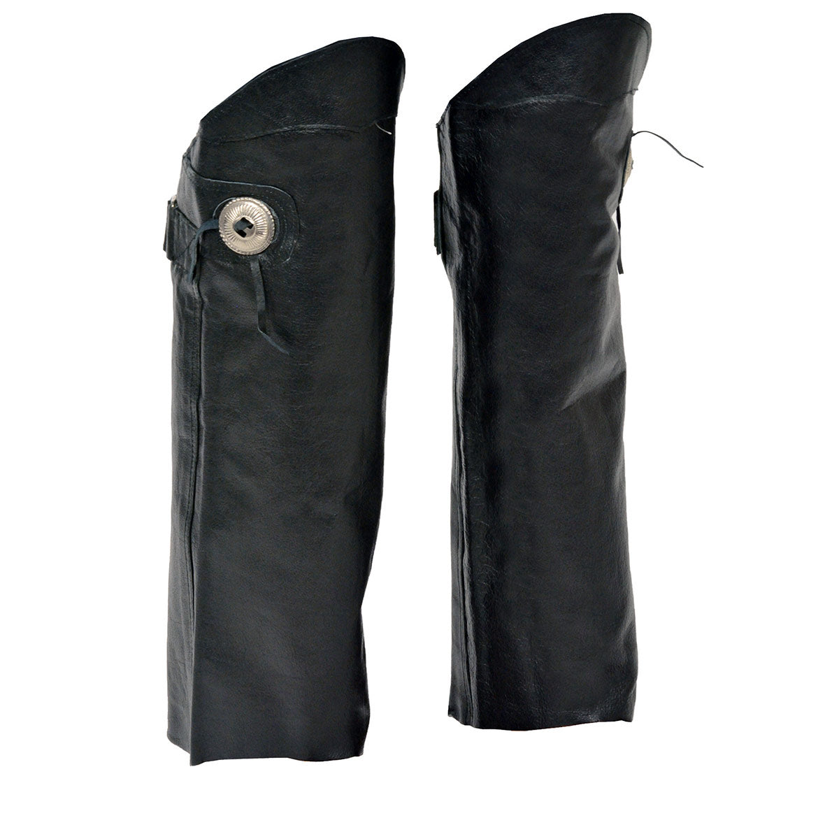 SH1199 Women's Black Leather Short Chaps with Conchos