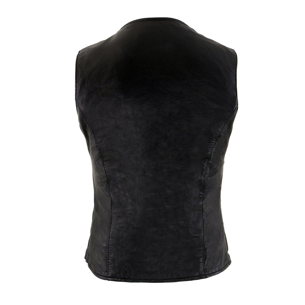 SH1216 Ladies Black Leather Vest with Front Laces