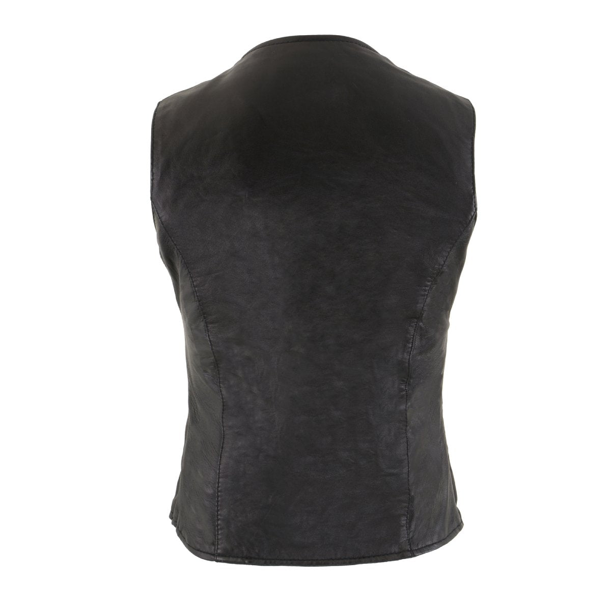 SH1216 Ladies Black Leather Vest with Front Laces