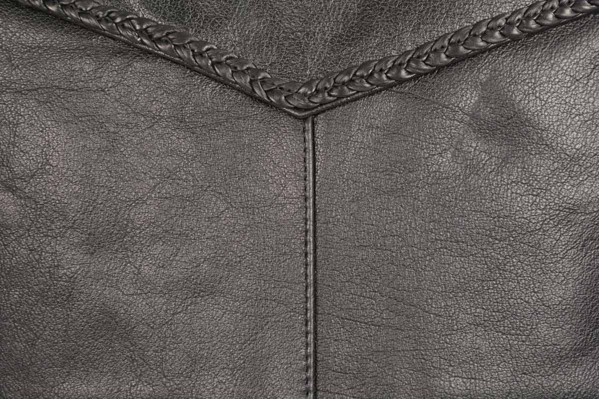 SH1314 Men's Classic Black Braided Leather Vest with Side Laces