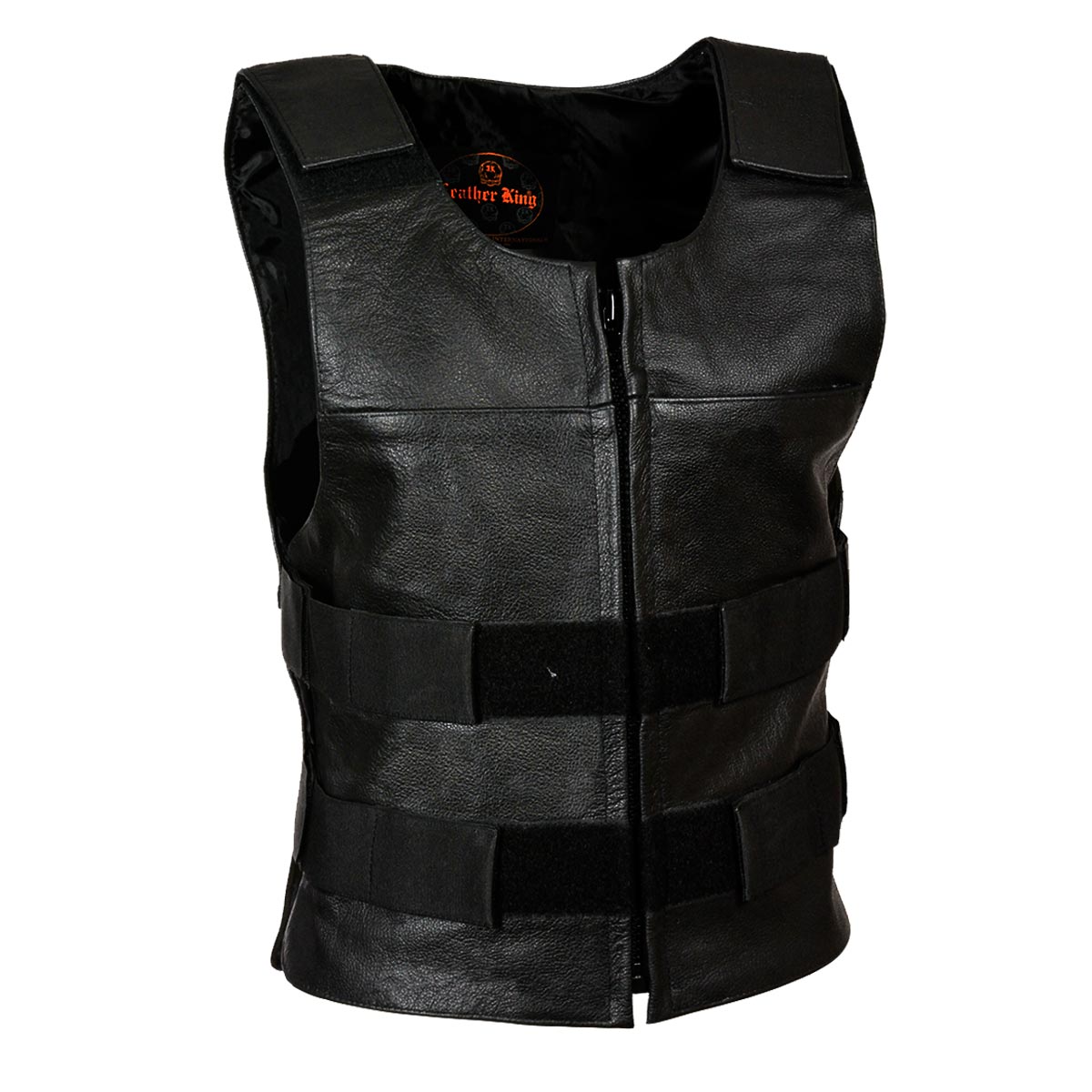 SH1367LZ Women's Black Leather Swat Style Rider Vest w/ Plain Back Panel for Club Patches