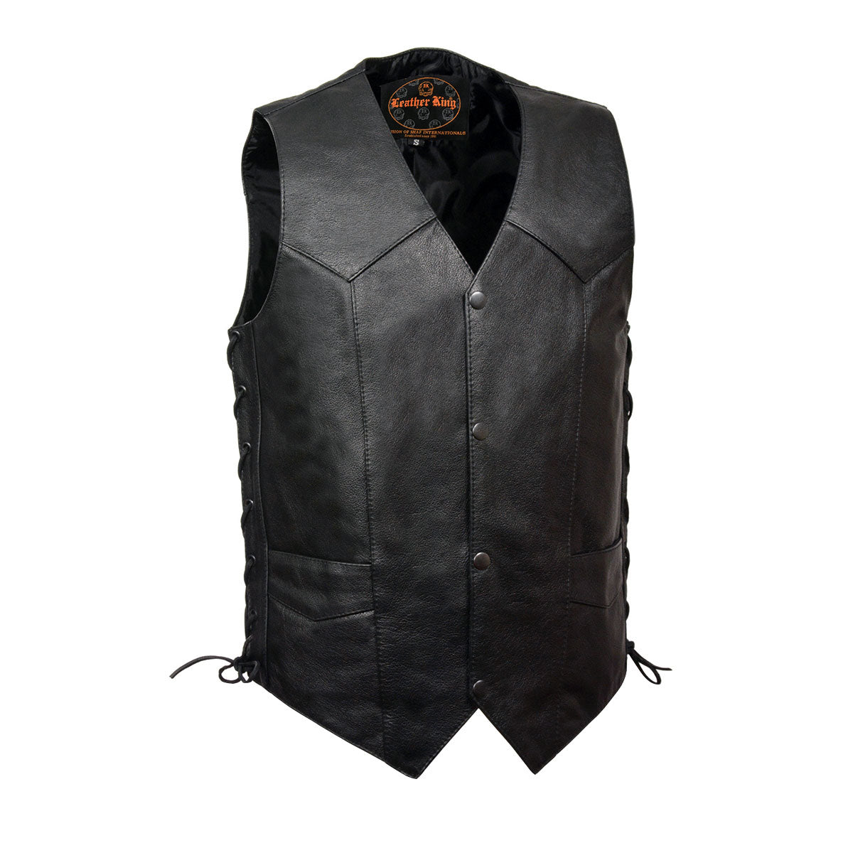 SH1397 Men's Classic Black Leather Side Lace Vest