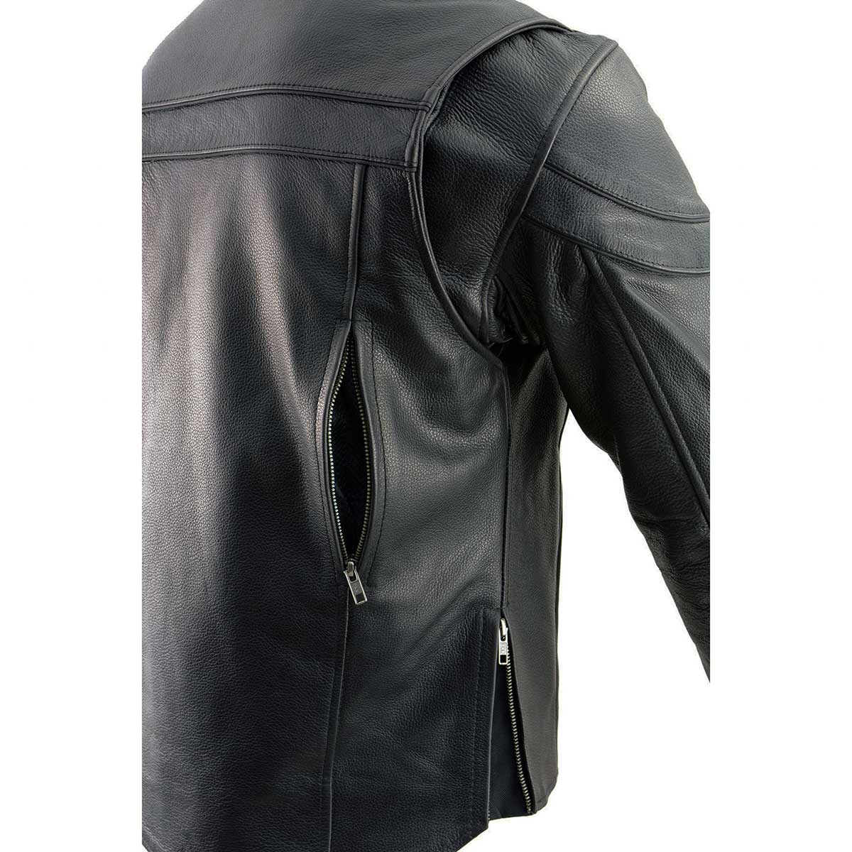 SH1408 Men's Sporty Crossover Vented Black Motorcycle Leather Scooter Jacket