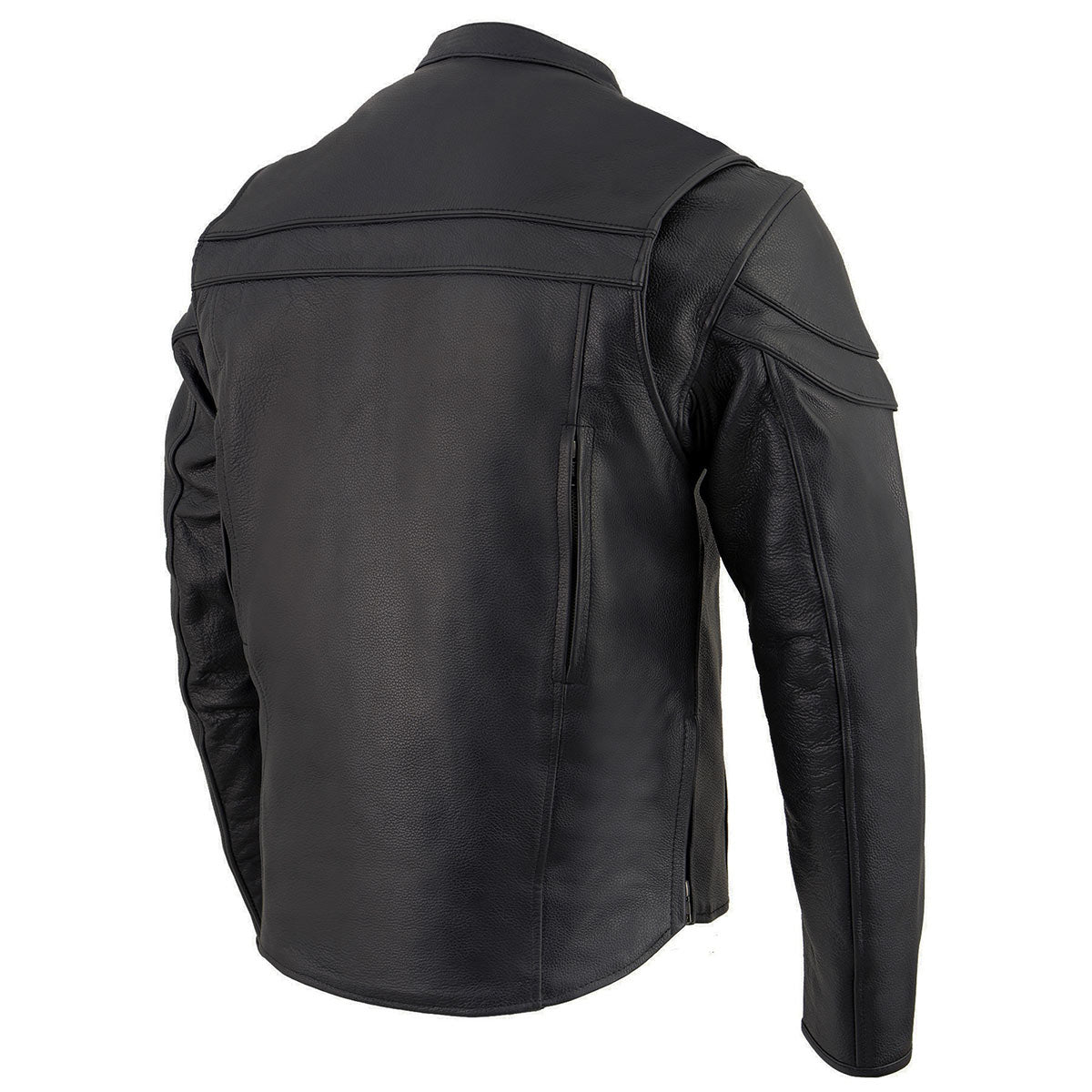 SH1408 Men's Sporty Crossover Vented Black Motorcycle Leather Scooter Jacket