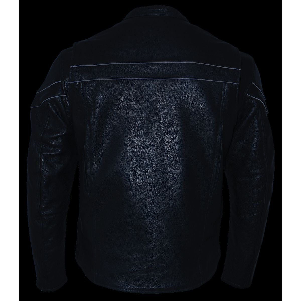 SH1408 Men's Sporty Crossover Vented Black Motorcycle Leather Scooter Jacket