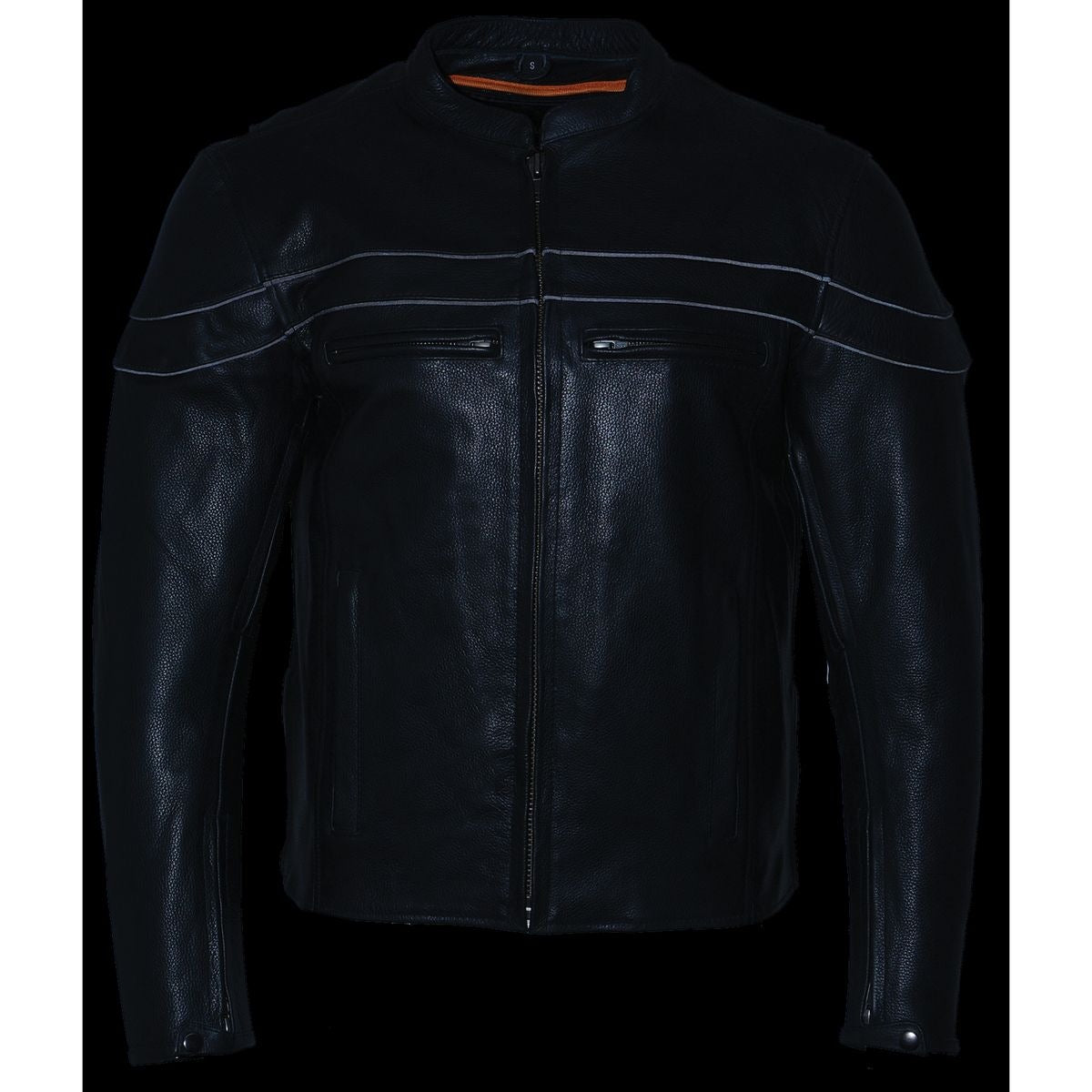 SH1408 Men's Sporty Crossover Vented Black Motorcycle Leather Scooter Jacket