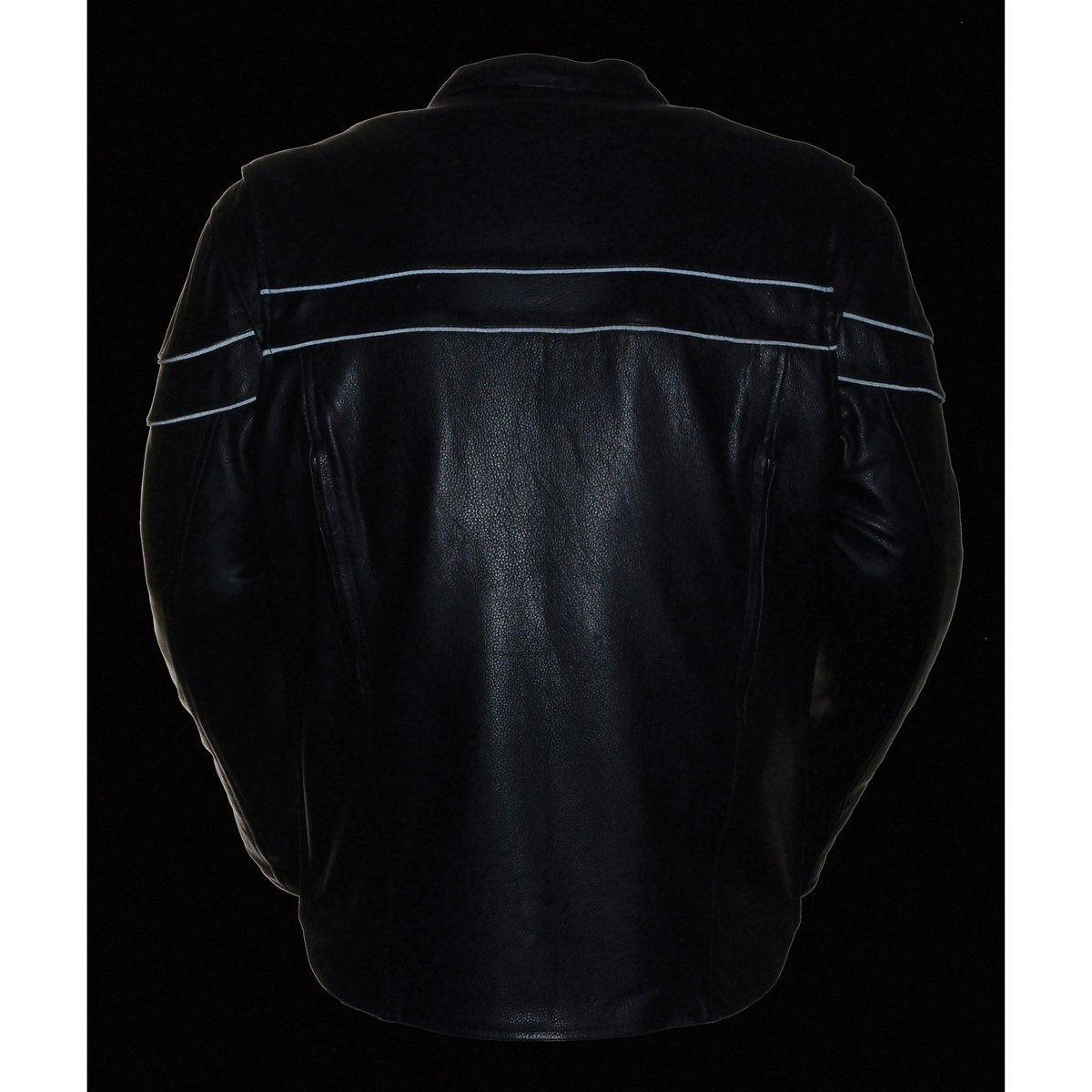 SH1408 Men's Sporty Crossover Vented Black Motorcycle Leather Scooter Jacket