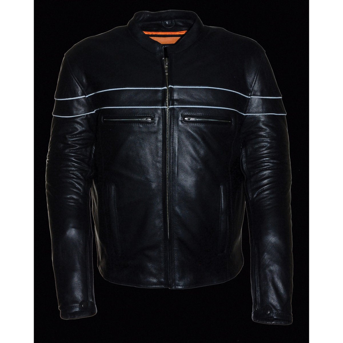 SH1408 Men's Sporty Crossover Vented Black Motorcycle Leather Scooter Jacket