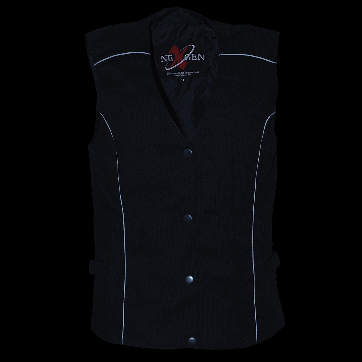 SH1955 Ladies Black Textile Vest with Wing Embroidery