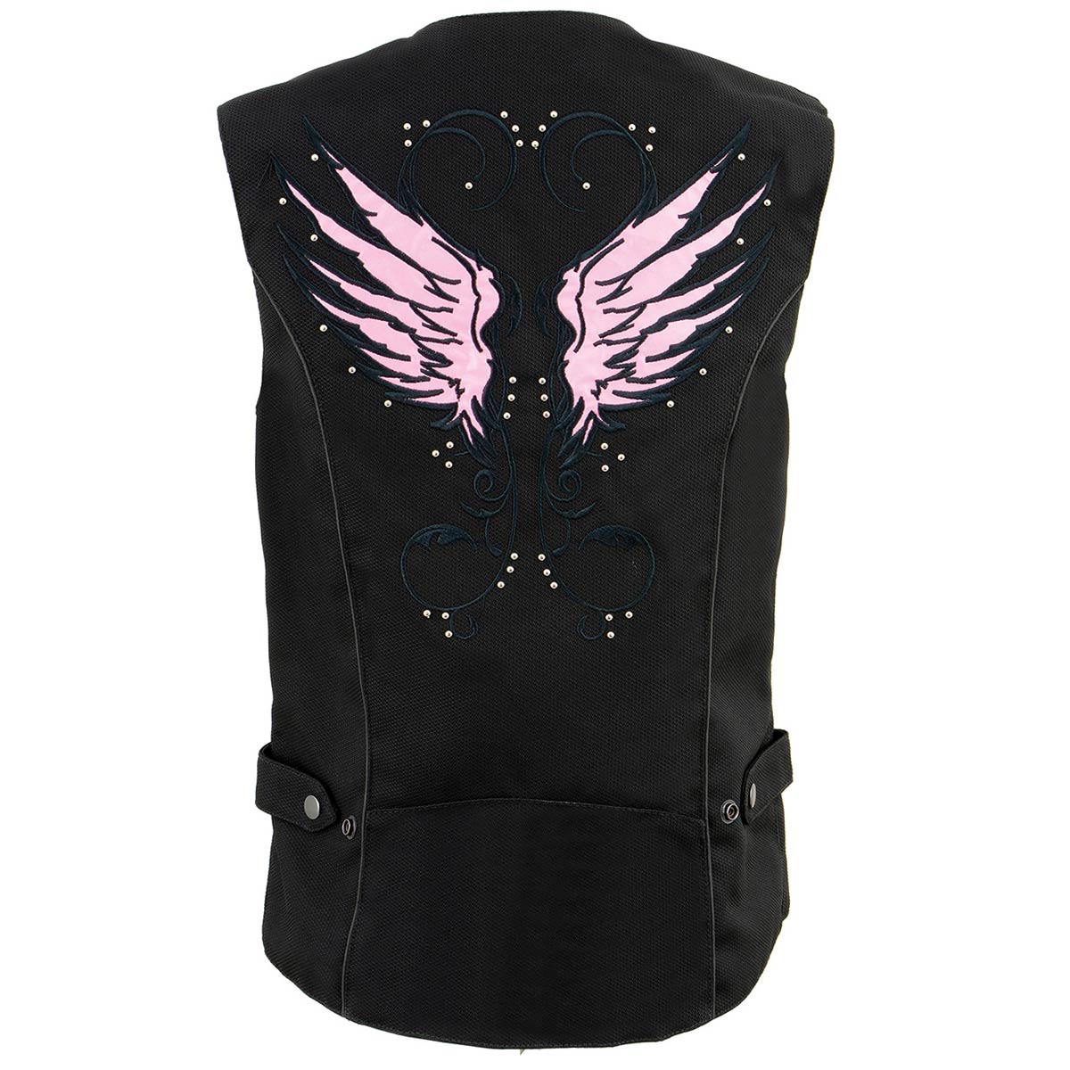 SH1955 Ladies Black and Pink Textile Vest with Wing Embroidery