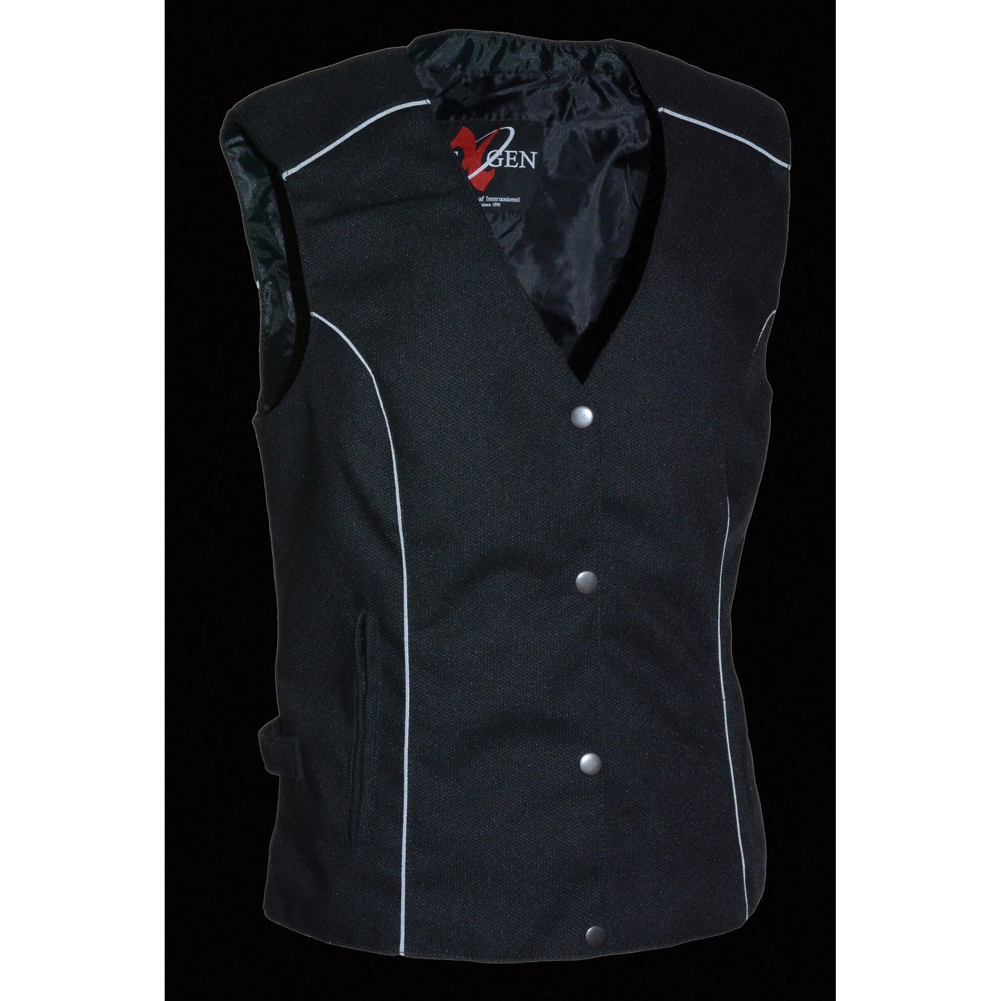 SH1955 Ladies Black Textile Vest with Wing Embroidery