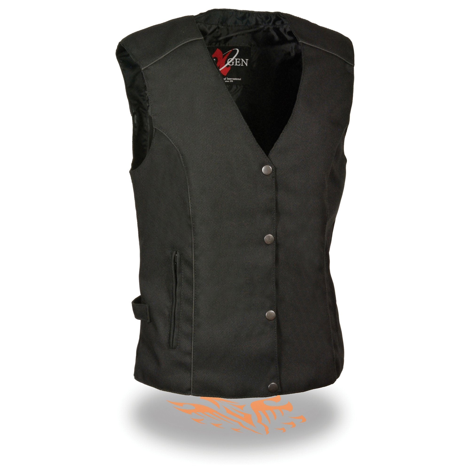 MPL1955 Ladies 'Winged Embroidery' Black and Purple Textile Vest