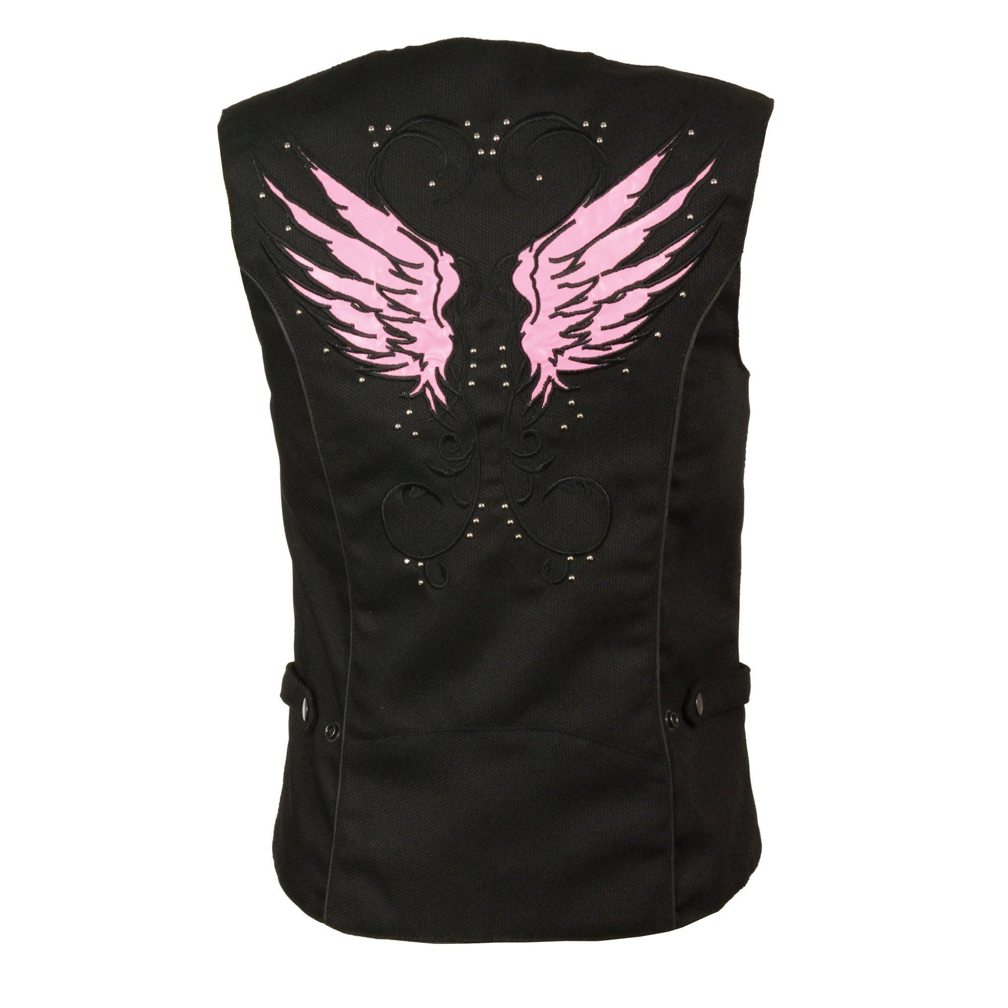SH1955 Ladies Black and Pink Textile Vest with Wing Embroidery