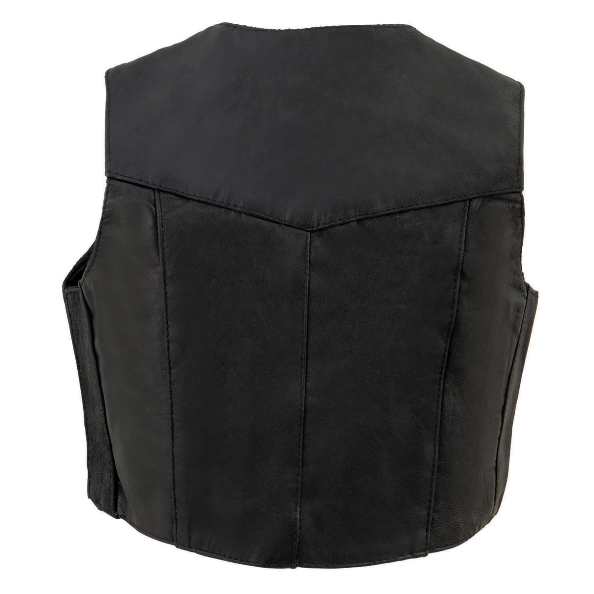 SH2011 Kids Black Classic Three Snap Leather Vest