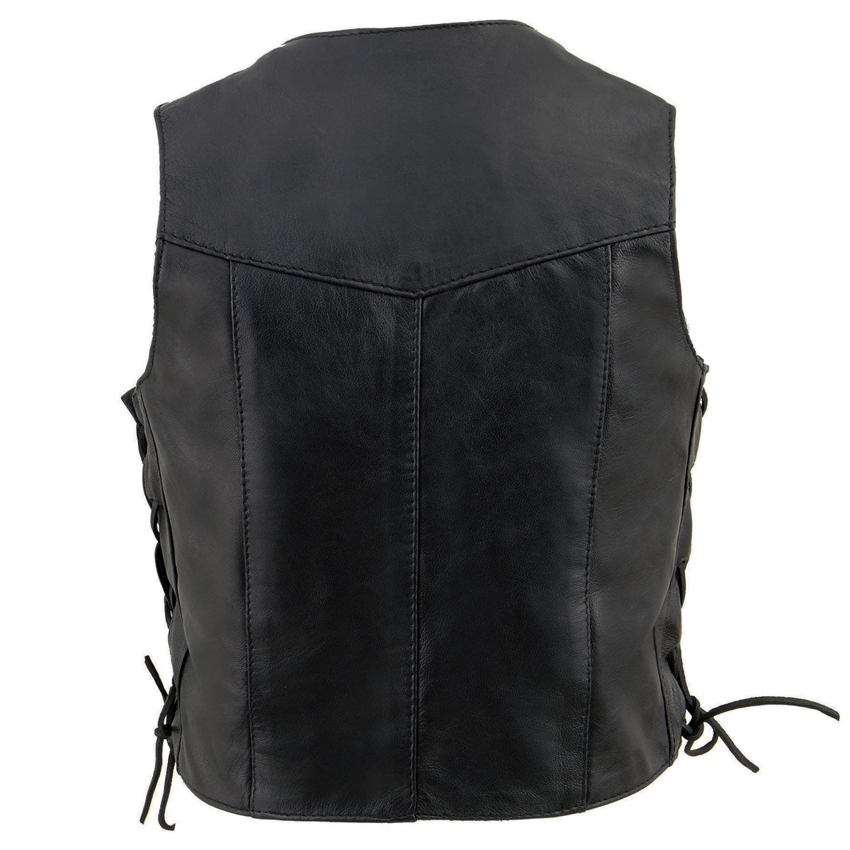 SH2011L Kids Black Classic Side Lace Three Snap Leather Vest