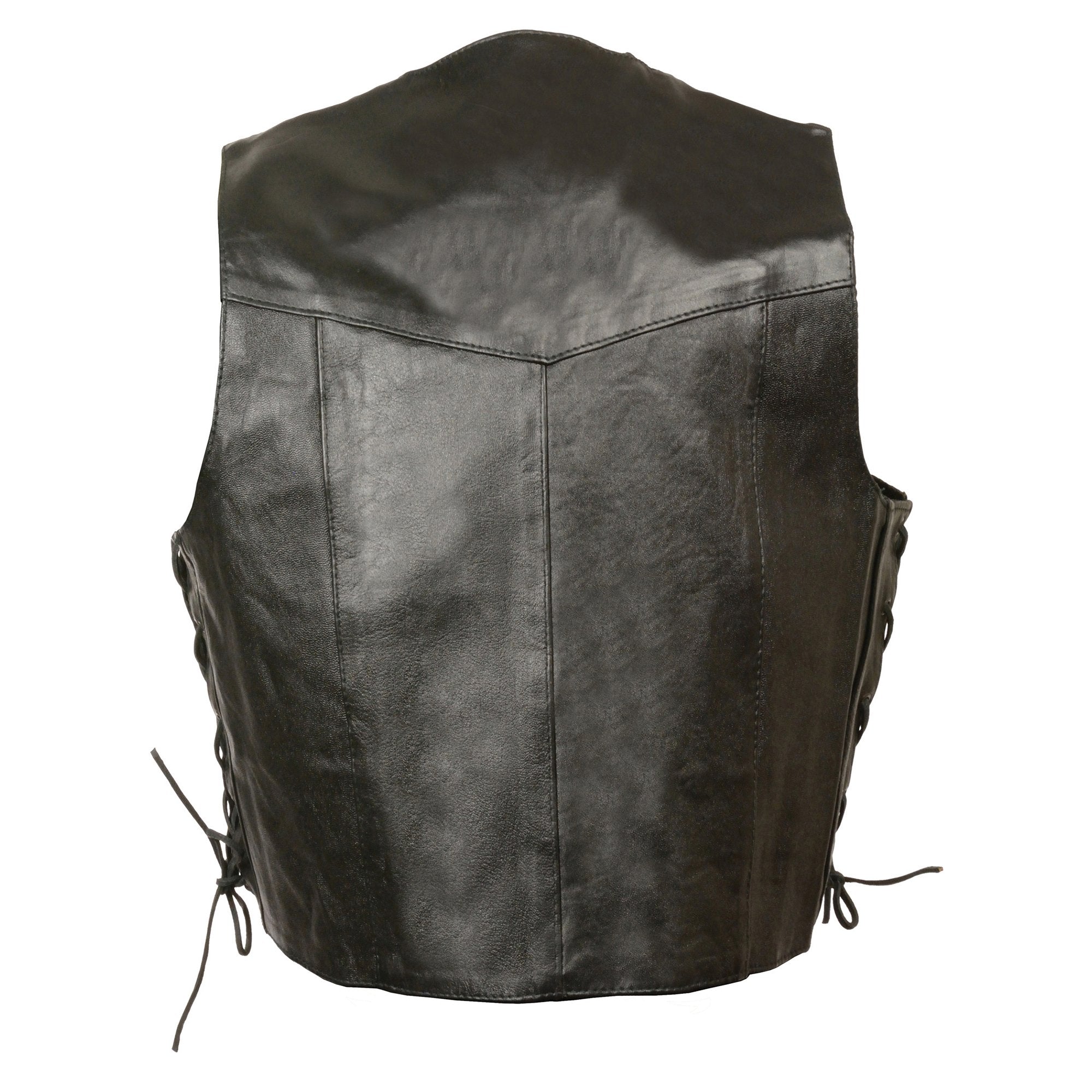 SH2011L Kids Black Classic Side Lace Three Snap Leather Vest