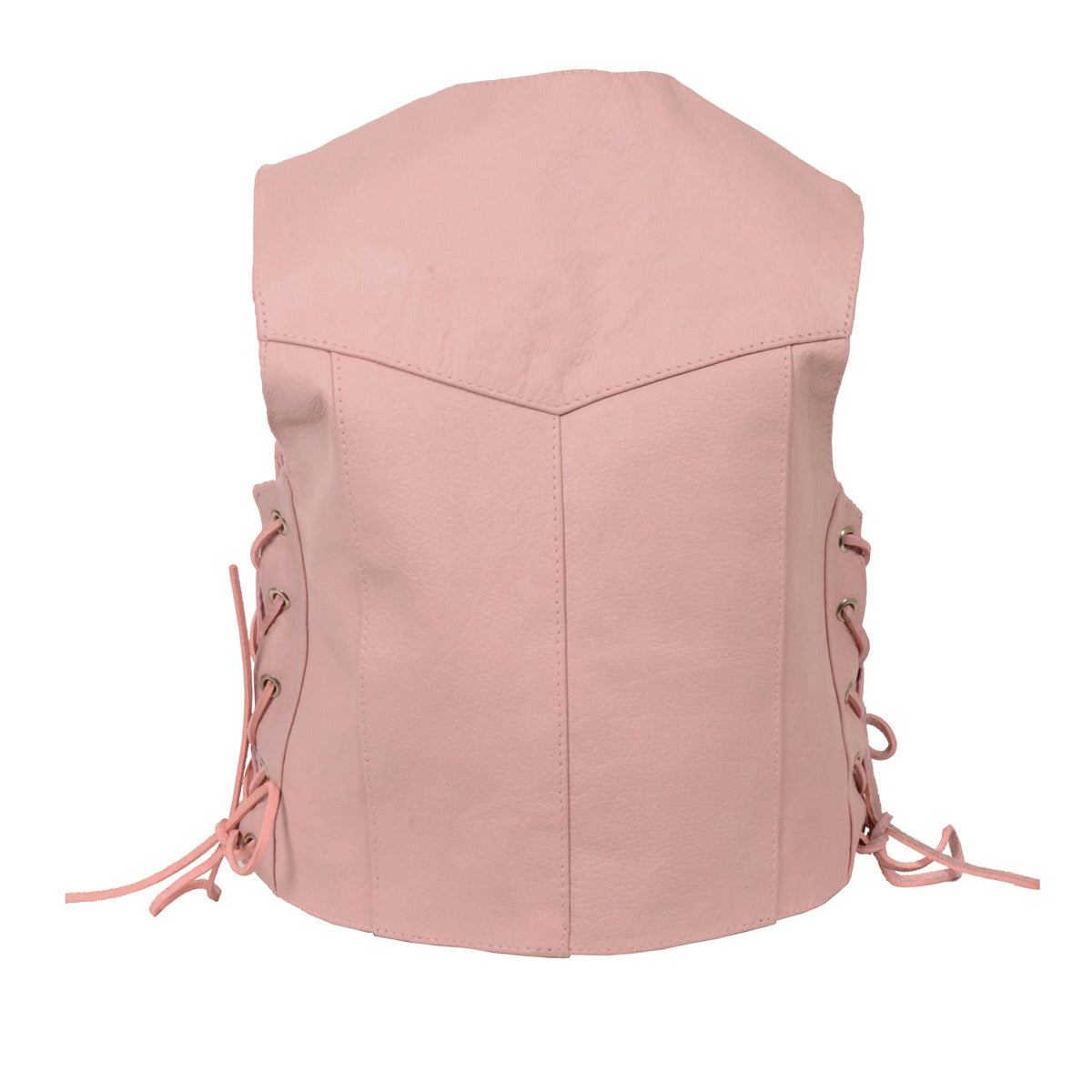 SH2011LPNK Girls Pink Classic Three Snap Leather Vest