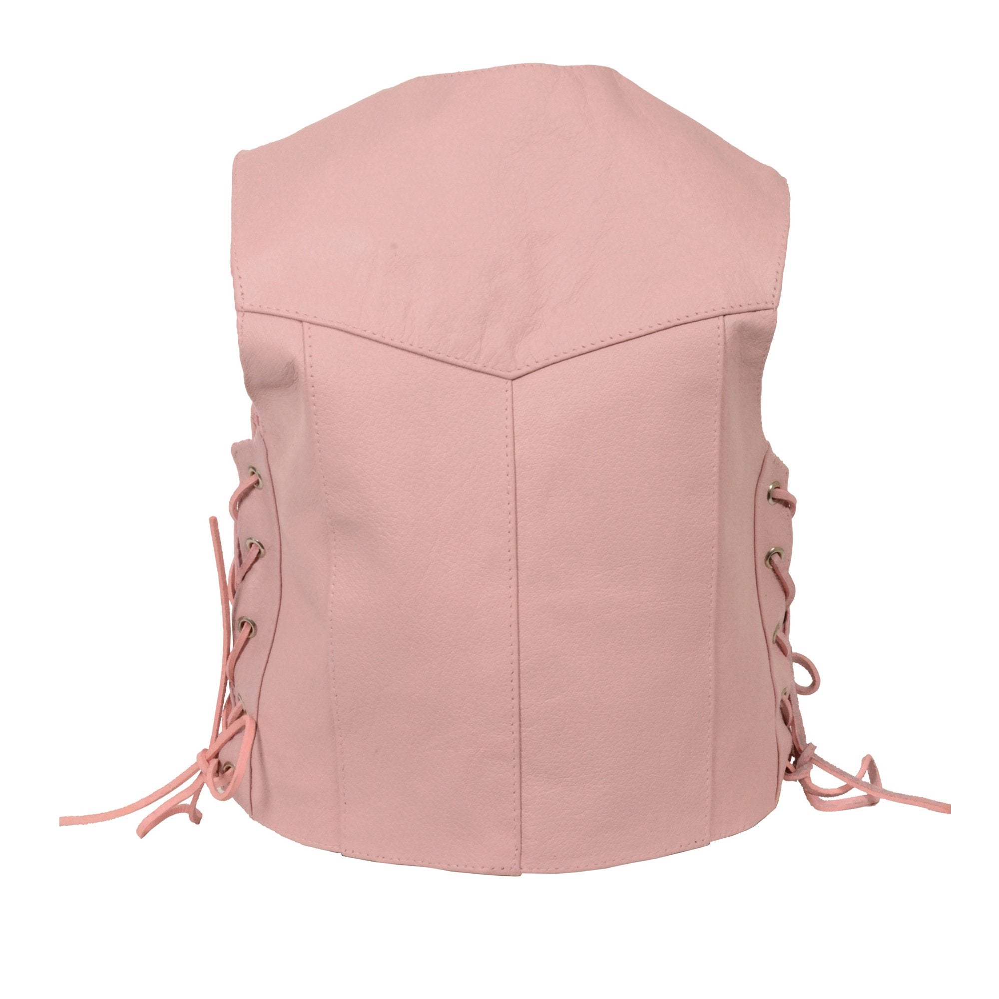 SH2011LPNK Girls Pink Classic Three Snap Leather Vest