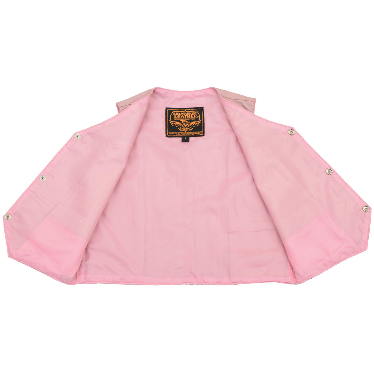 SH2011PINK Girls Pink Three Snap Leather Vest