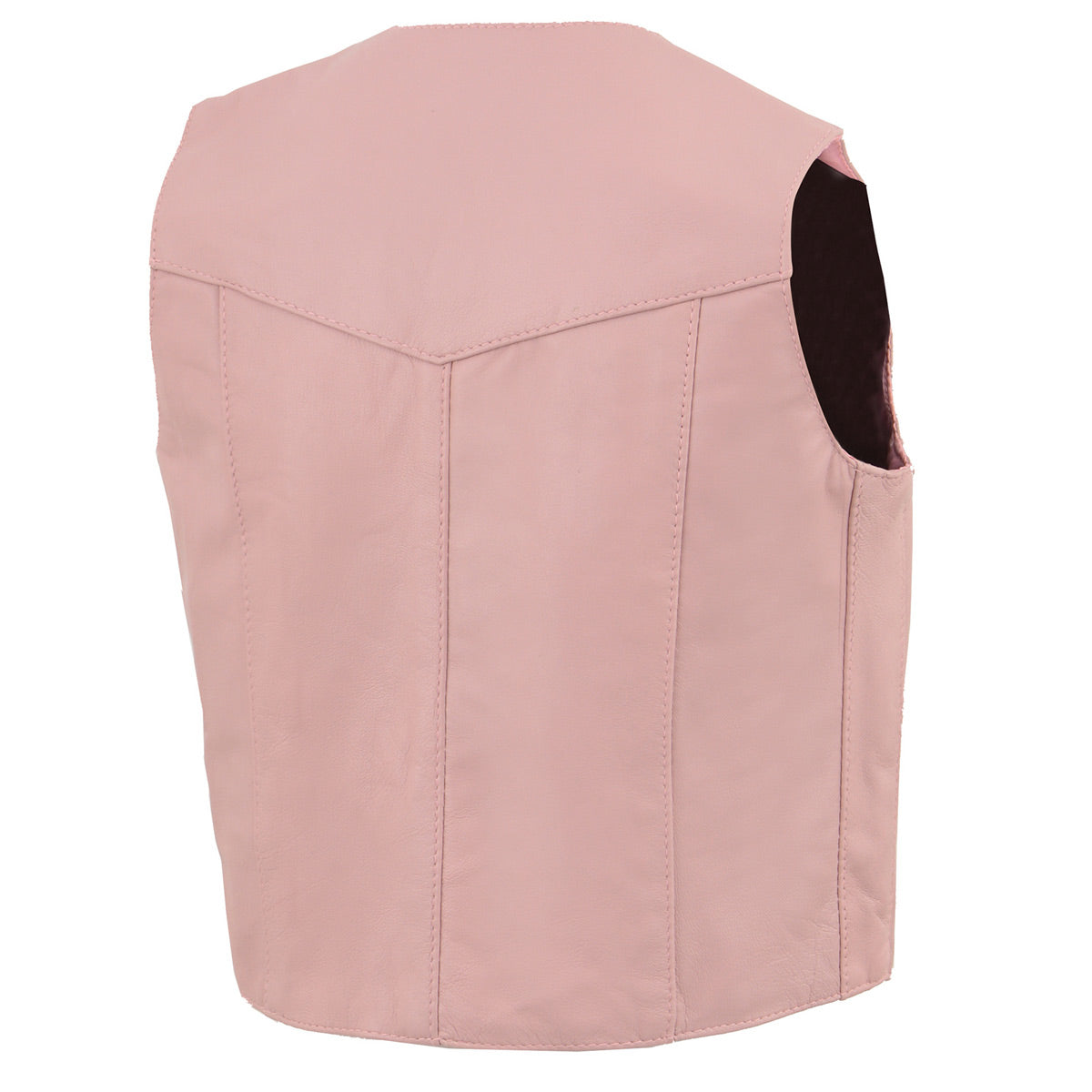 SH2011PINK Girls Pink Three Snap Leather Vest