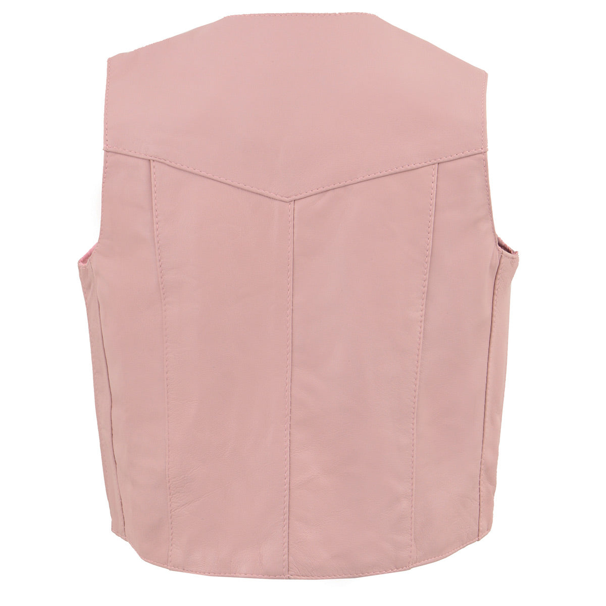 SH2011PINK Girls Pink Three Snap Leather Vest