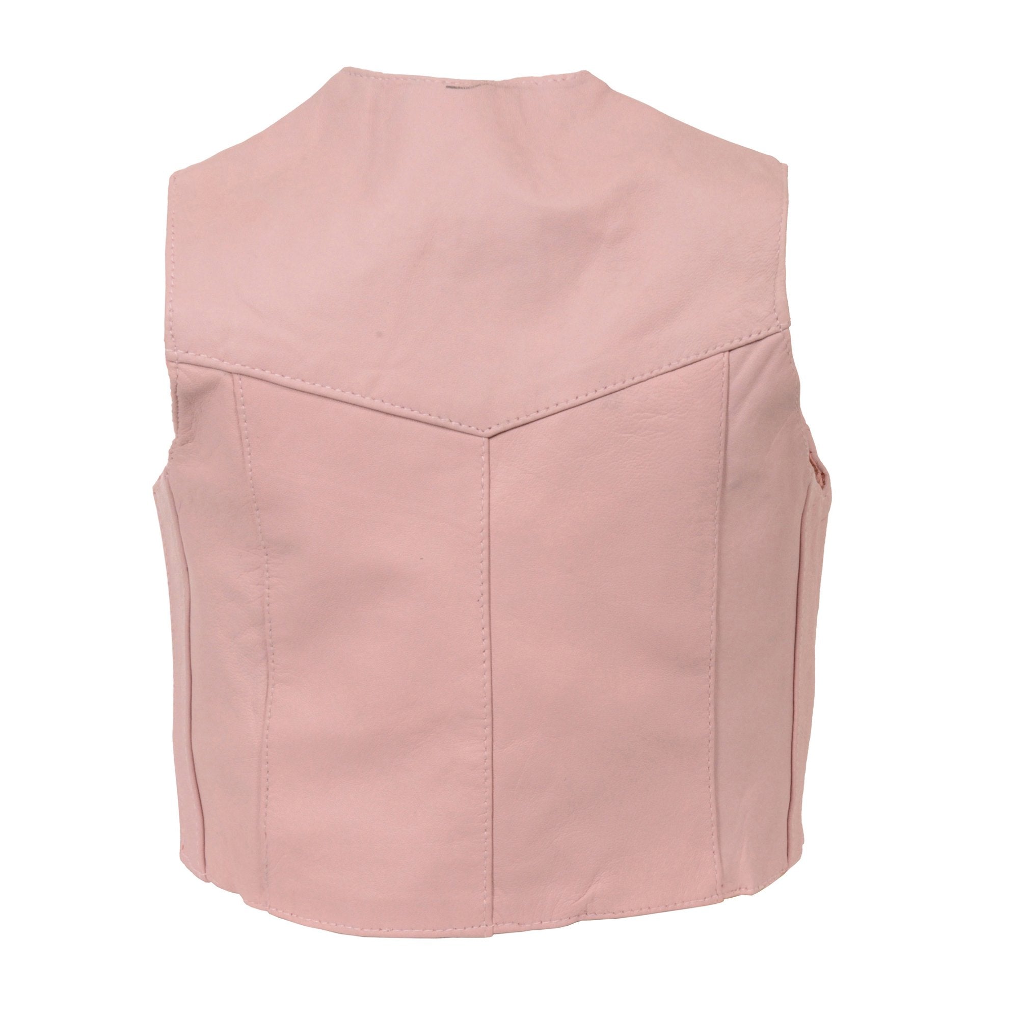 SH2011PINK Girls Pink Three Snap Leather Vest