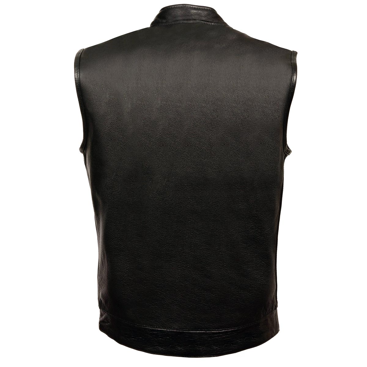 SH2036 Men's Black Club Style' Open Neck Leather Vest