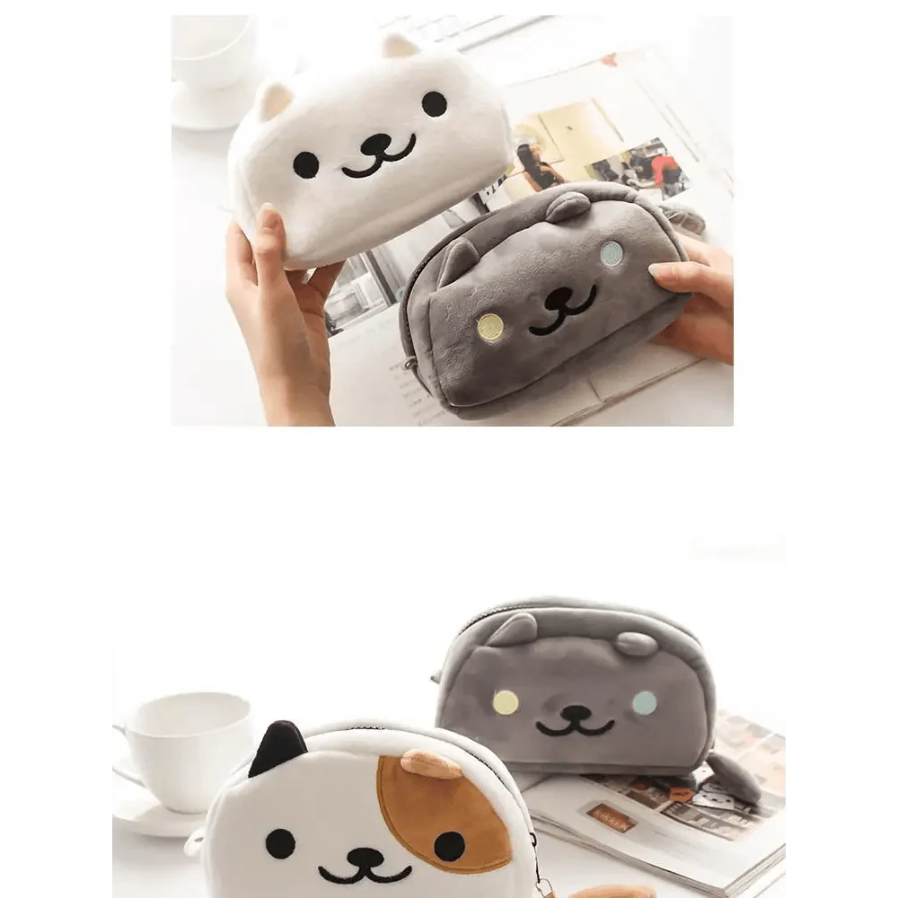 Simple Cartoon Pencil Pouch Design Soft Large Capacity Student Pencil Box Cute Pen Organizer
