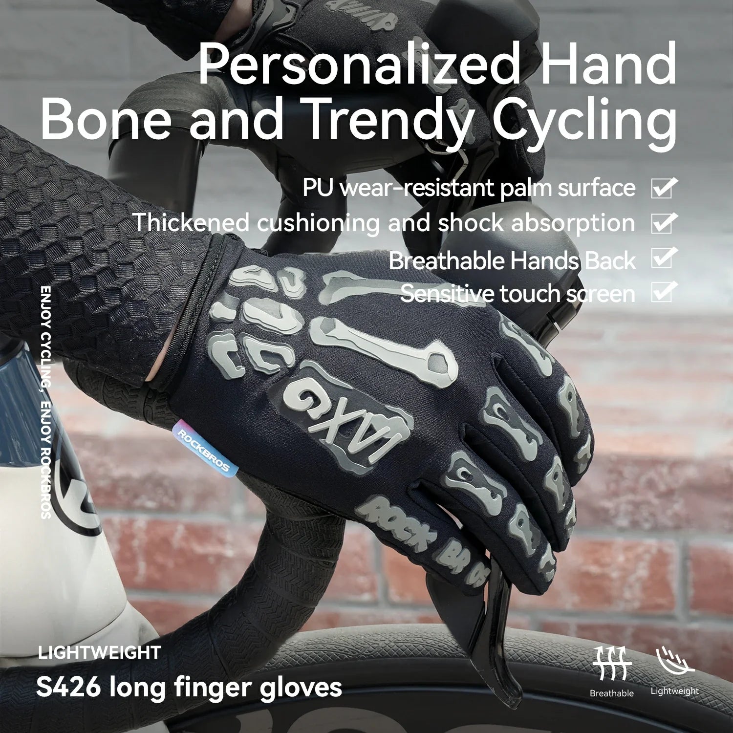 Full Finger Cycling Gloves Padded Touchscreen
