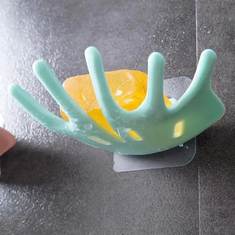 Soap Holder Bathroom Shower Dish Plates Storage Box With Drain Wall Mounted Self Adhesive Plastic Supplies Bathroom Soap Rack Suction Cup Bathroom Soap Dish Holder Shower Soap Dish Saver Tray Bar Soap Sponge Holder for Shower Bathroom Tub and Kitchen