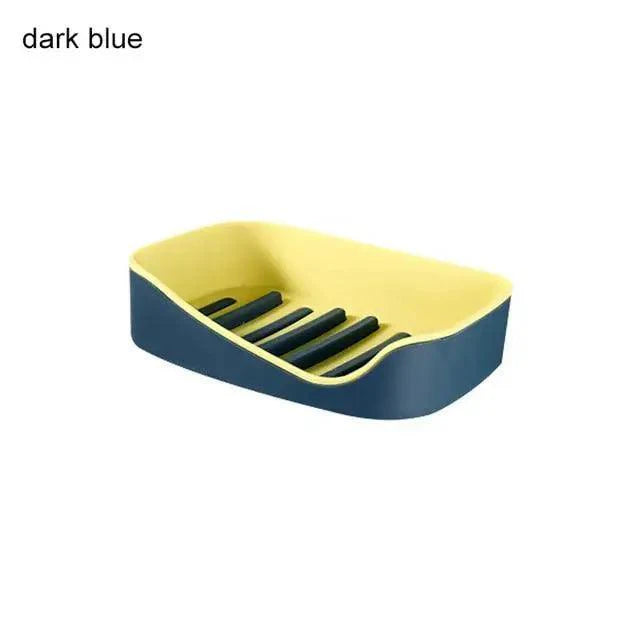Soap Rack No Drilling Wall Mounted Double Layer Soap Holder Soap Sponge Dish Bathroom Accessories Soap Dishes Self Adhesive Soap Dish Bar Soap Holder Soap Dishes Tray Saver Case Box for Shower Bathroom Kitchen Dish Drainer Drying Rack