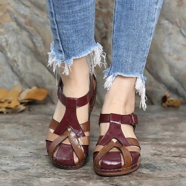 Summer Flat Sandal For Women Multicolor Handmade Retro Flowers Flip-Flops Women Slippers Cute Flat Summer Flats Sandals Women Strappy Flat Open Toe Sandals