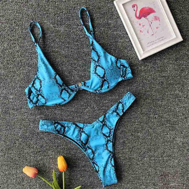 Underwired Bikini Female Swimsuit Women Swimwear Two-Piece V Shape Wire Bikini Set Bather Bathing Suit Women Micro Bikini Set Shiny Metallic 2 Piece Swimsuit Push Up Underwire Swimwear Bathing Suit