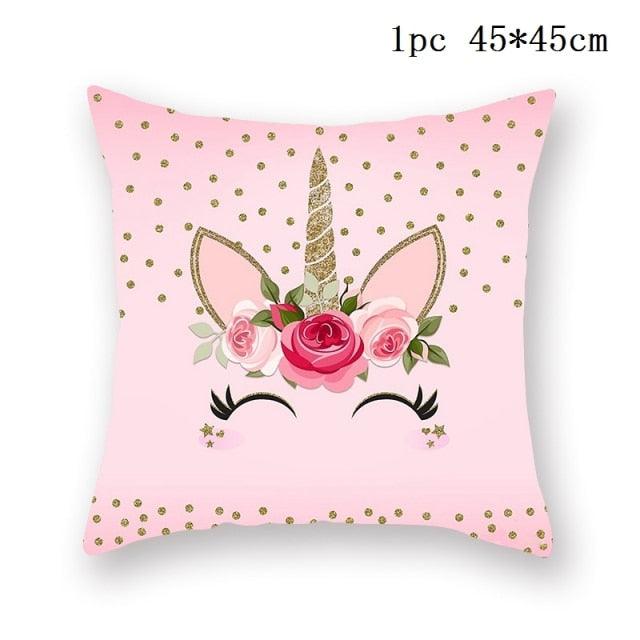 Unicorn Cushion Cover Decor Sofa Cushion Case Bed Pillow Cover Home Party Decoration Unicorn Birthday Decor Pillow Covers Cute Girls Pillow Beautiful Pink Girl Pillow Case