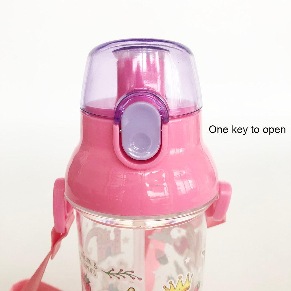 Unicorn Drinking Water Bottle for School Children Girls Kids with Straw Straps BPA FREE Cute Pink Outdoor Sport Water Bottle for Infant Toddler 500ml Anti-Spill Sippy Cup with Soft Silicone Straw BPA Free Anti Spill Lock Leak Proof Easy Neck Hanging Cap