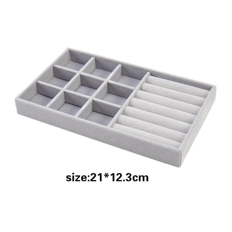 Velvet Jewelry Display Stackable Exquisite Jewelry Holder Portable Ring Earrings Necklace Organizer Box organizer Velvet Drawer Organizer Showcase Jewelry Storage for Bracelet Necklace Earring Ring