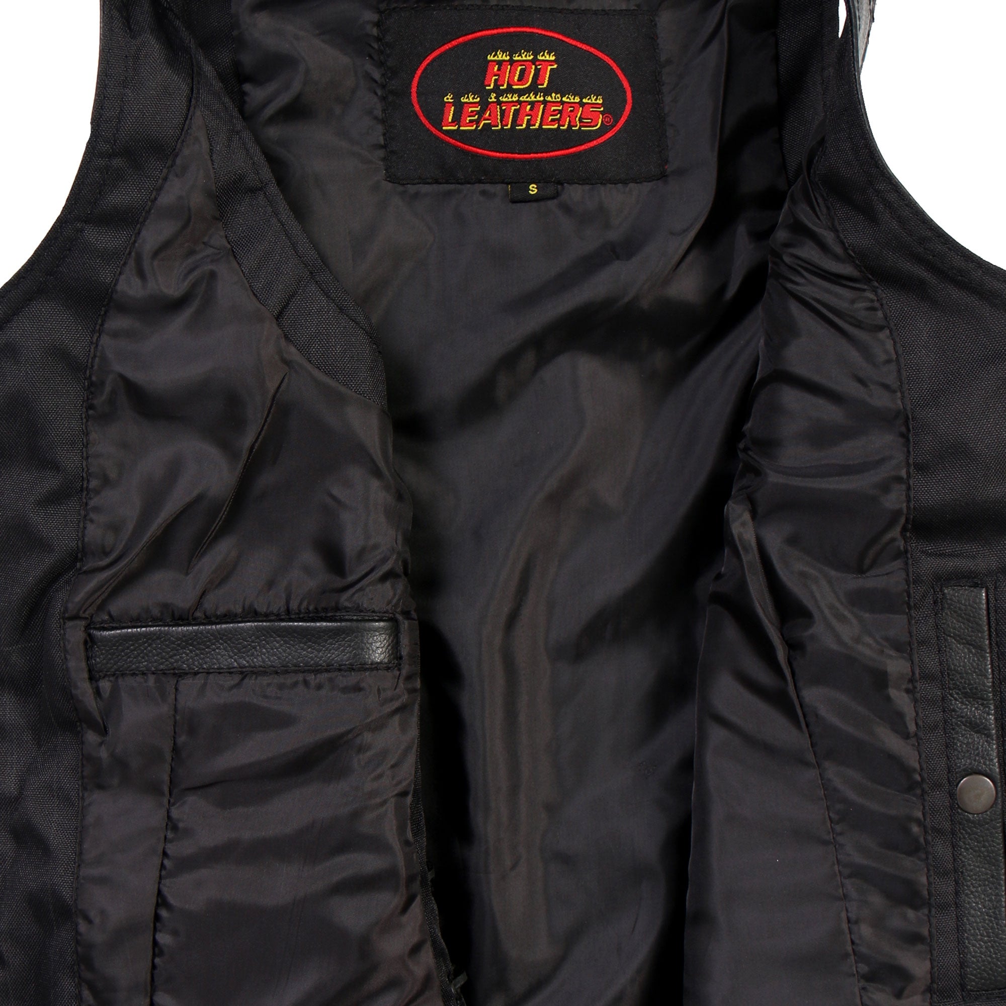 VSL1009 Ladies Black Lambskin Motorcycle Biker Vest with Grommet Accents