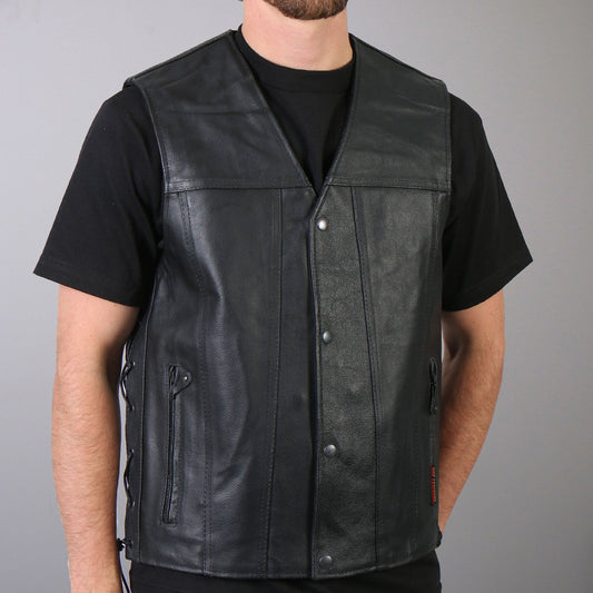 VSM1023 Men's Black 'Conceal and Carry Leather Vest