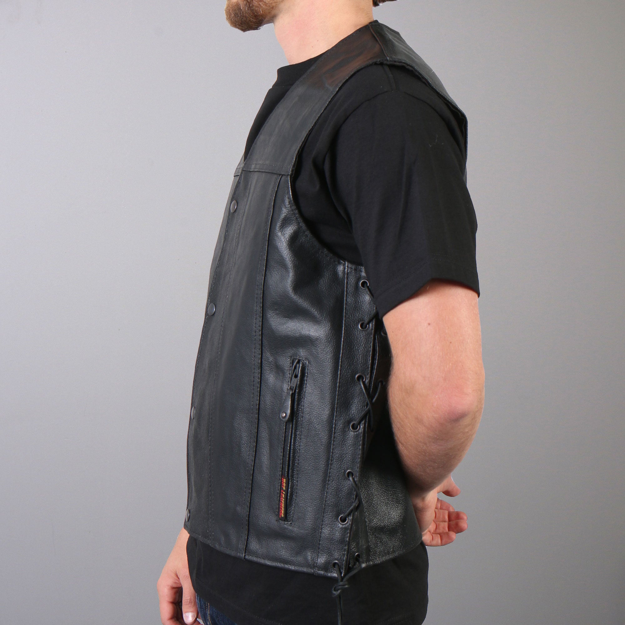 VSM1023 Men's Black 'Conceal and Carry Leather Vest