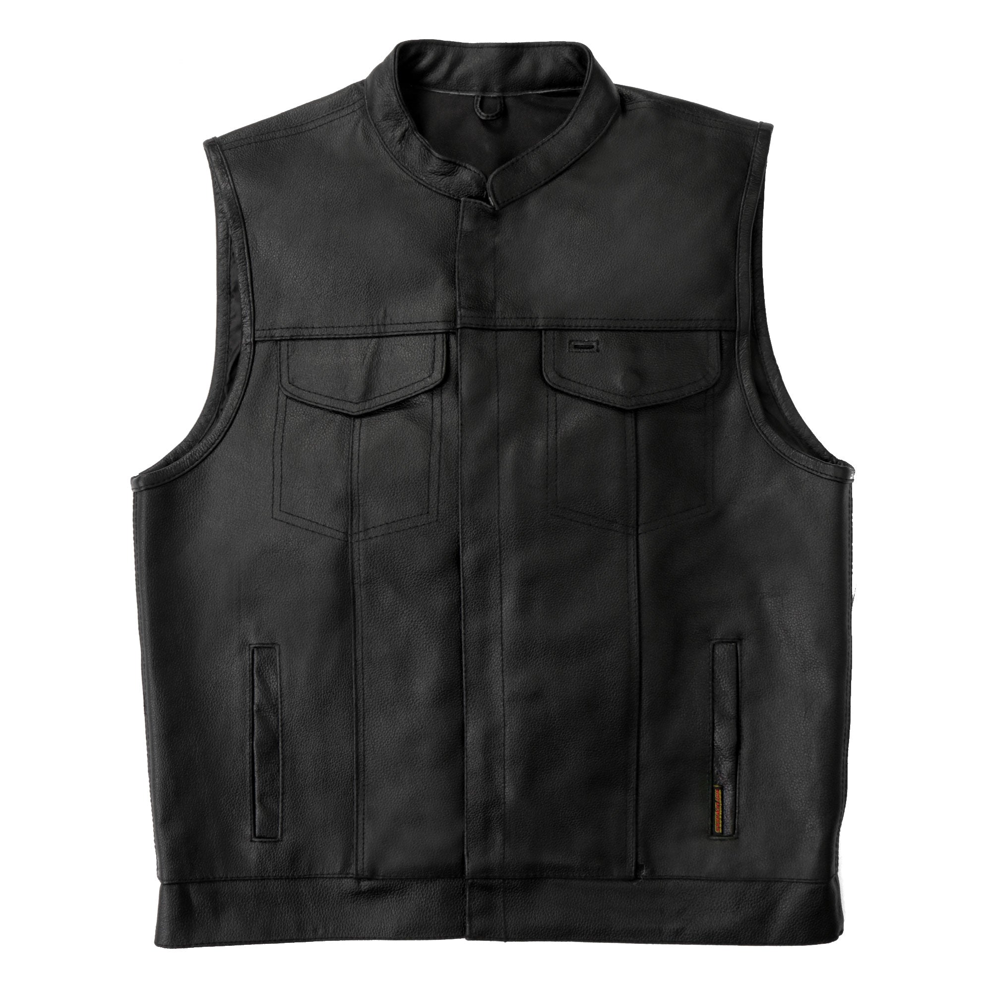 VSM1039 Men's Black Motorcycle 'Conceal and Carry' Club Leather Biker Vest