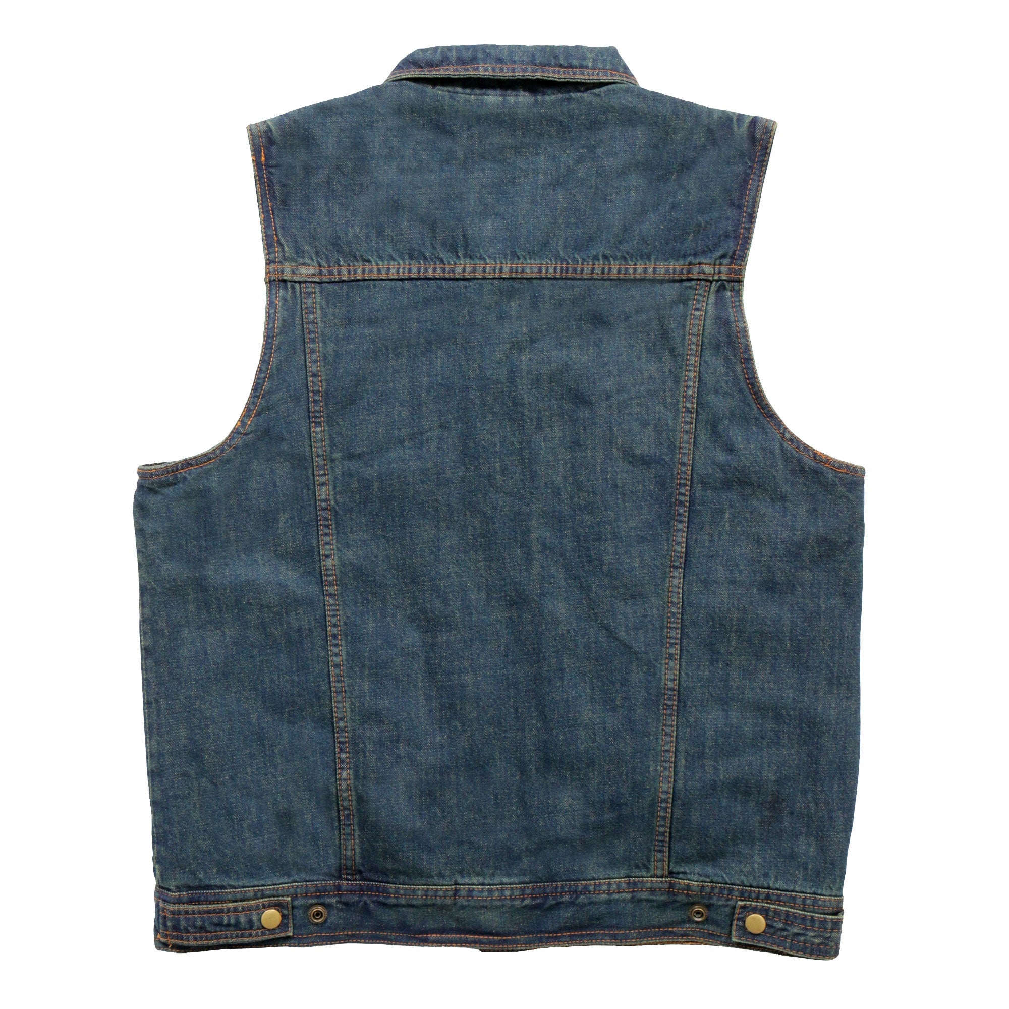 VSM6001 Men's Motorcycle style Blue Denim Biker Vest
