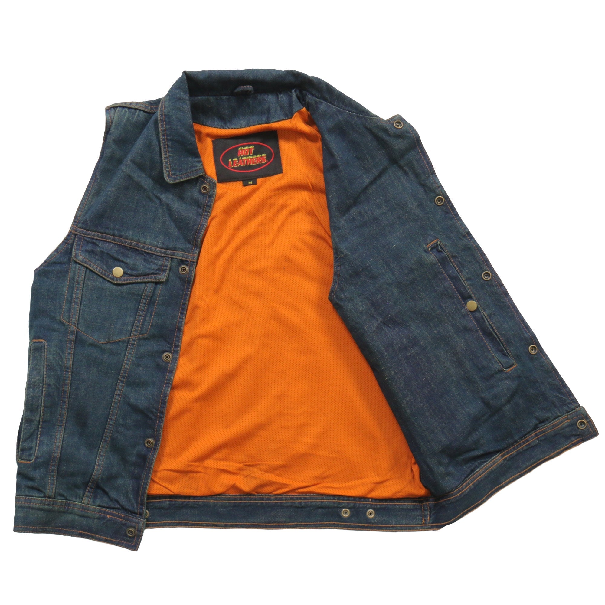 VSM6001 Men's Motorcycle style Blue Denim Biker Vest