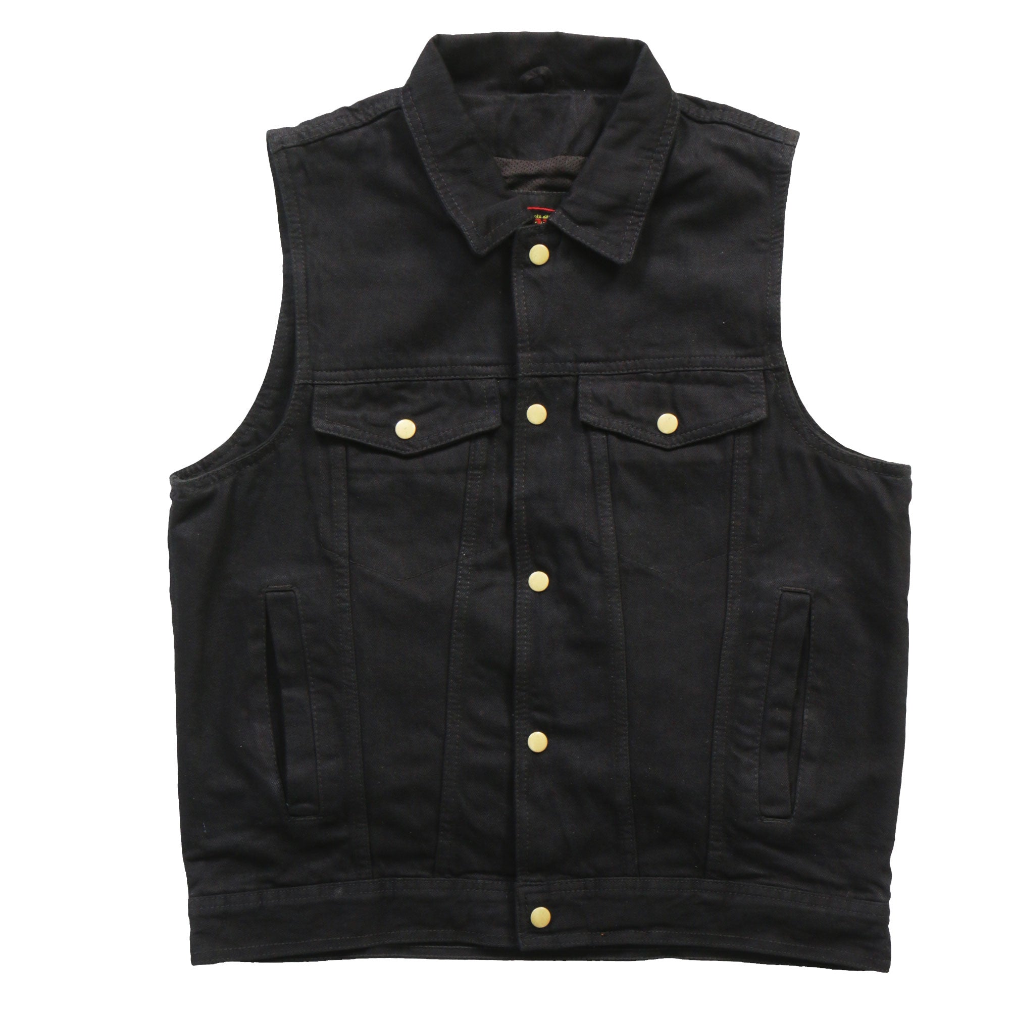 VSM6002 Men's Motorcycle style Black Denim Biker Vest