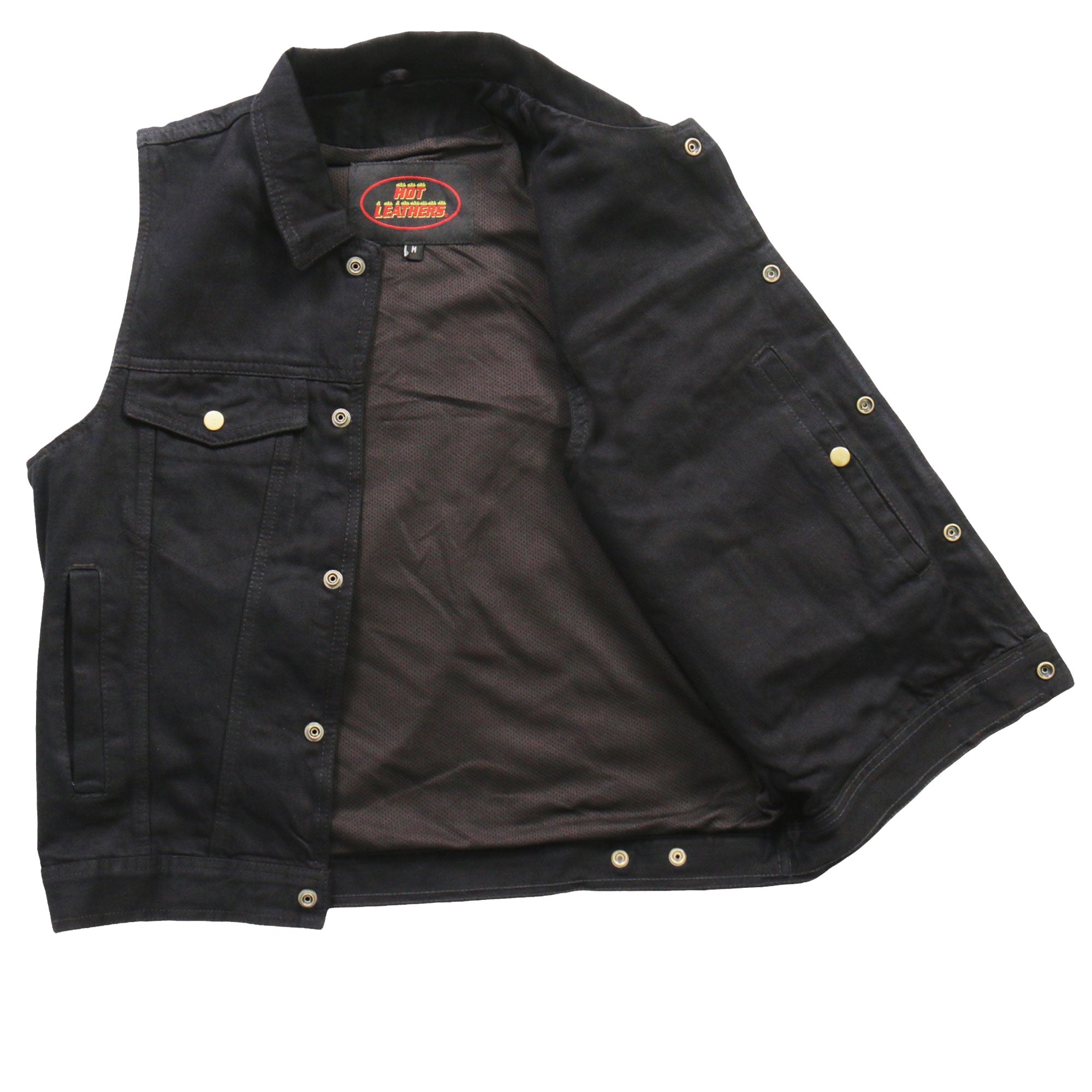 VSM6002 Men's Motorcycle style Black Denim Biker Vest