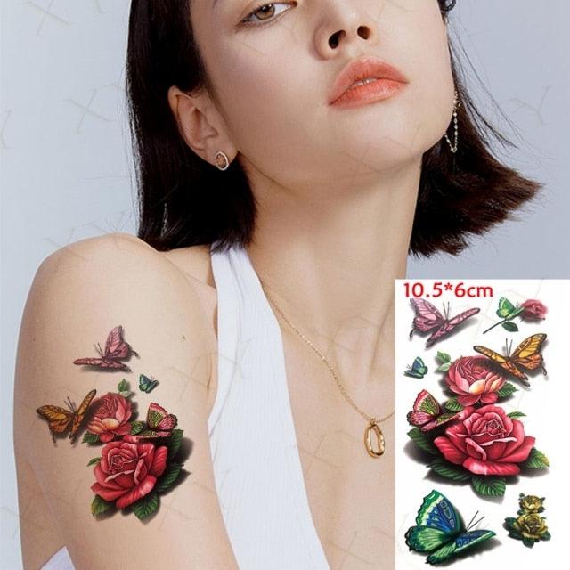 Waterproof Temporary Tattoo Lavender Stickers Butterfly Flower Luxury Small Tattoo For Body Arm