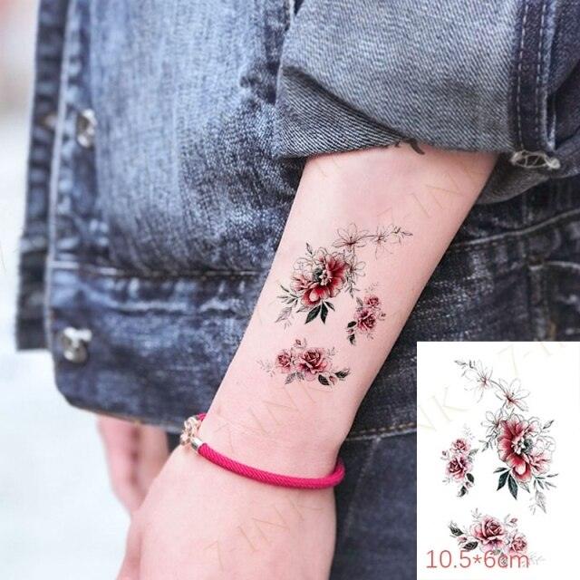 Waterproof Temporary Tattoo Lavender Stickers Butterfly Flower Luxury Small Tattoo For Body Arm