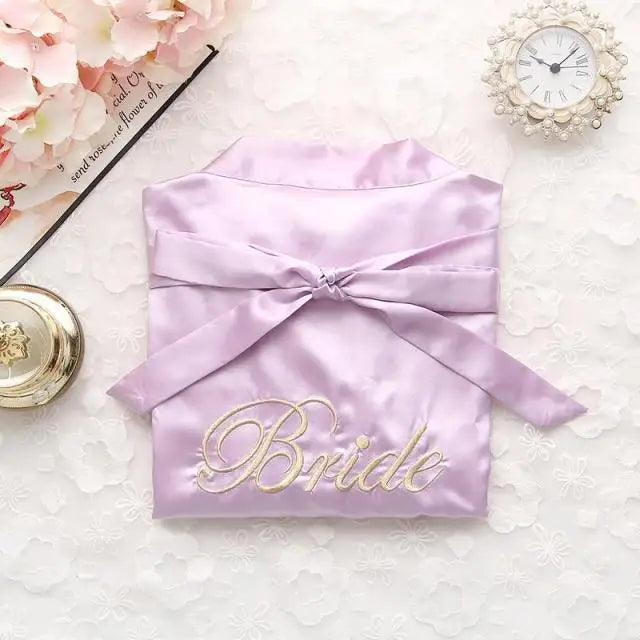 Wedding Satin Bride Robe Elegant Golden Bridesmaid Casual Short Women Nightwear Comfortable Sleepwear