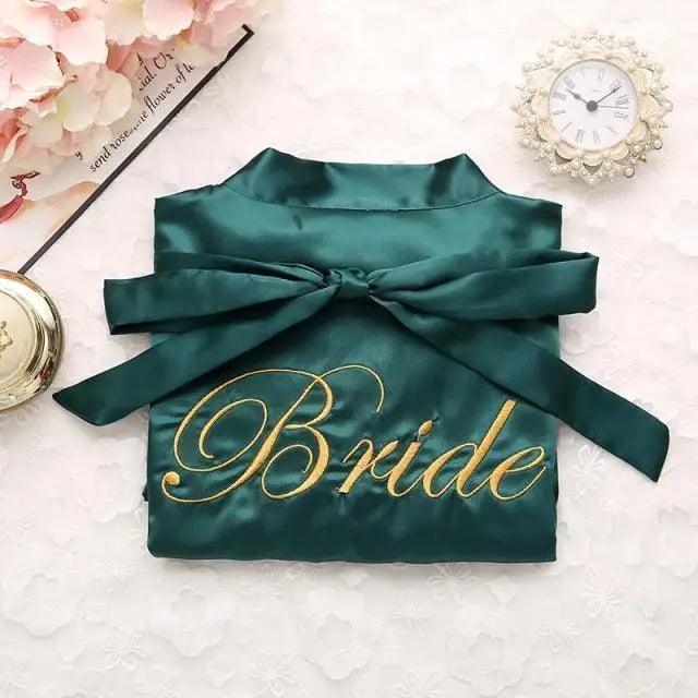 Wedding Satin Bride Robe Elegant Golden Bridesmaid Casual Short Women Nightwear Comfortable Sleepwear
