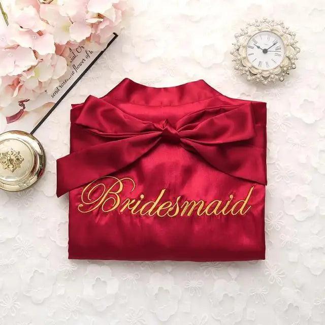 Wedding Satin Bride Robe Elegant Golden Bridesmaid Casual Short Women Nightwear Comfortable Sleepwear